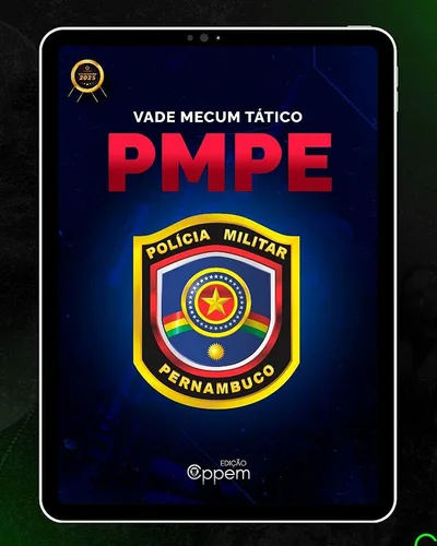 Capa do Vade Mecum Tático PMPE em um tablet